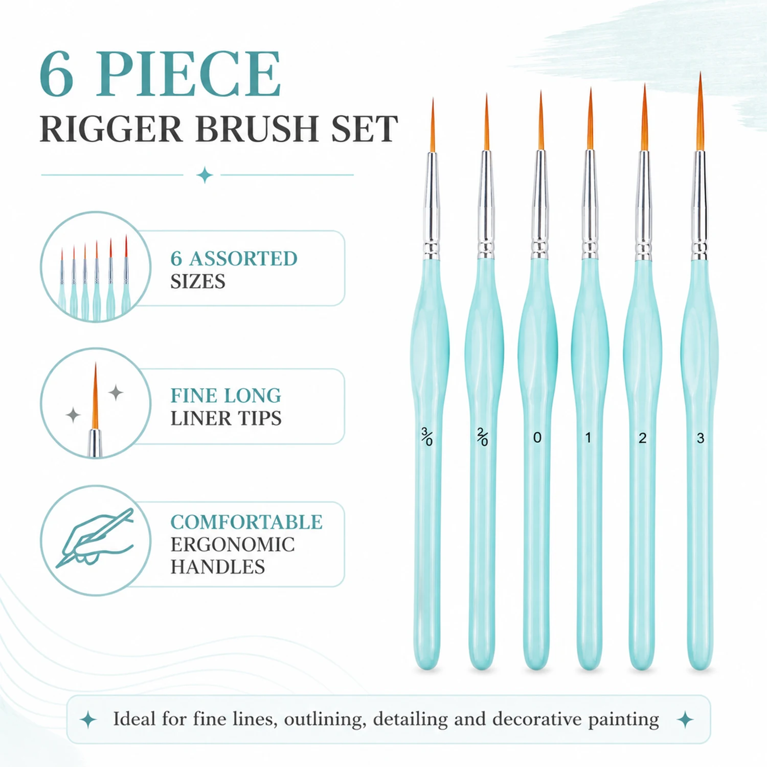 6pcs Rigger Paint Brushes Set, - Paint Brush recension och pris