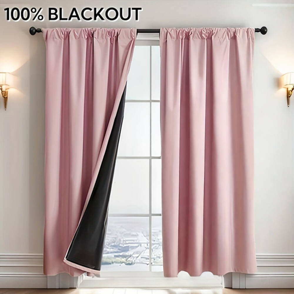 1pc 100% Blackout Curtain with - Curtain Rods recension och pris