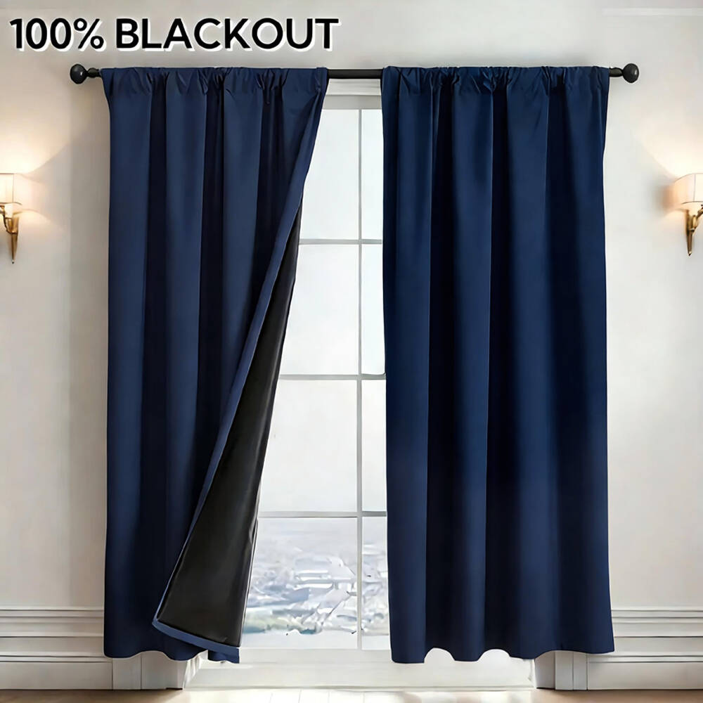 1pc 100% Blackout Curtain with - Curtain Rods recension och pris