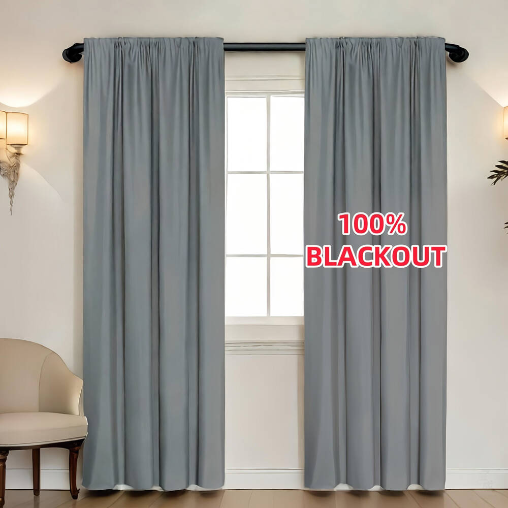 1pc 100% Blackout Curtain with - Curtain Rods recension och pris