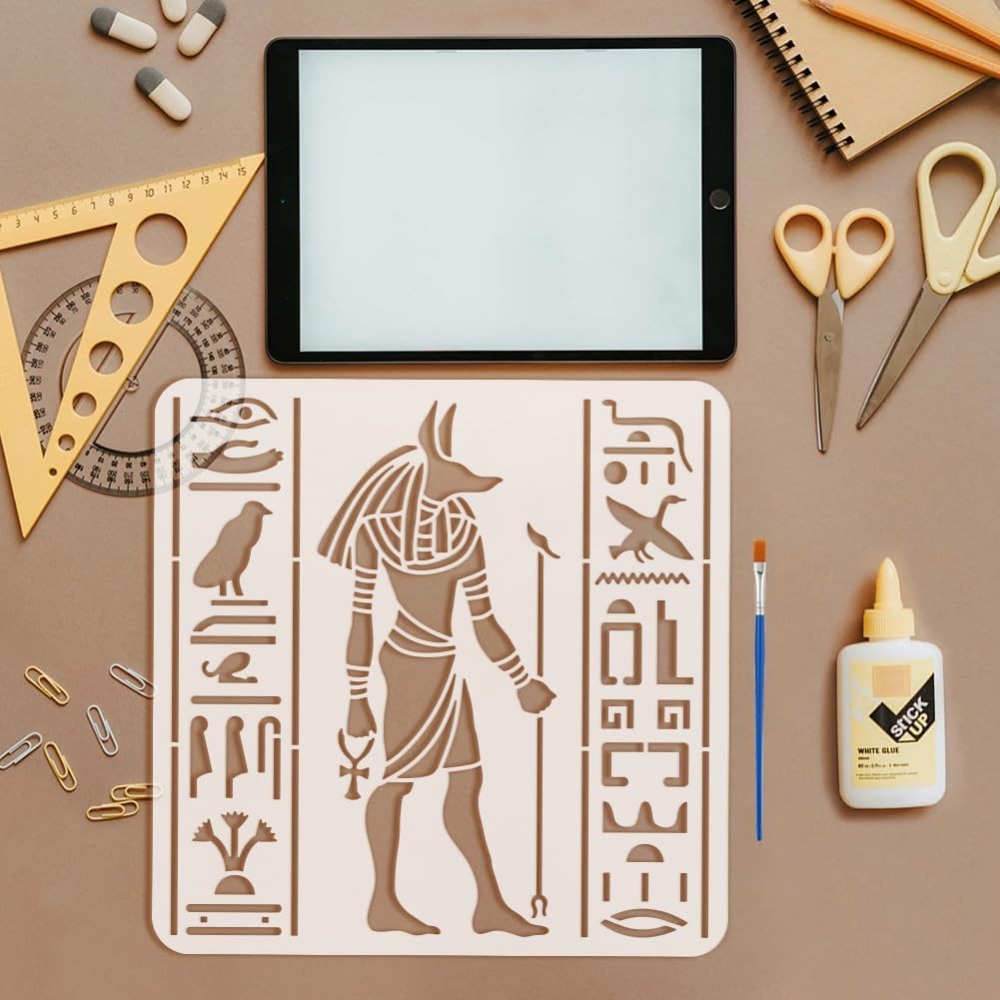 4 PCS Egyptian Symbols Stencil - Paint Brush recension och pris