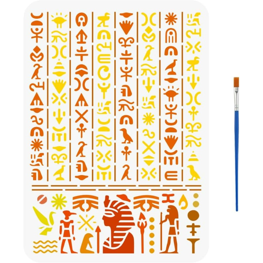 Ancient Egyptian Script Stenci - Paint Brush recension och pris