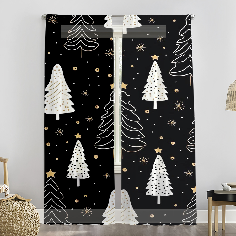 2PCS Christmas Curtains, Black - Curtain Rods recension och pris