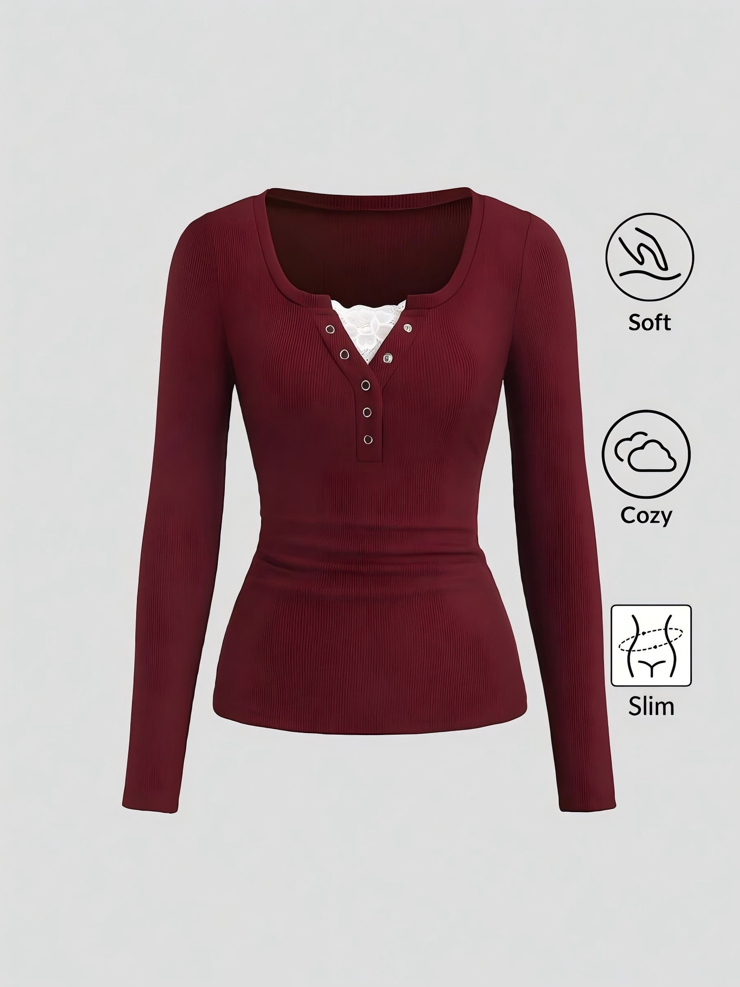 Women American Henley V Neck B - Wallpaper recension och pris