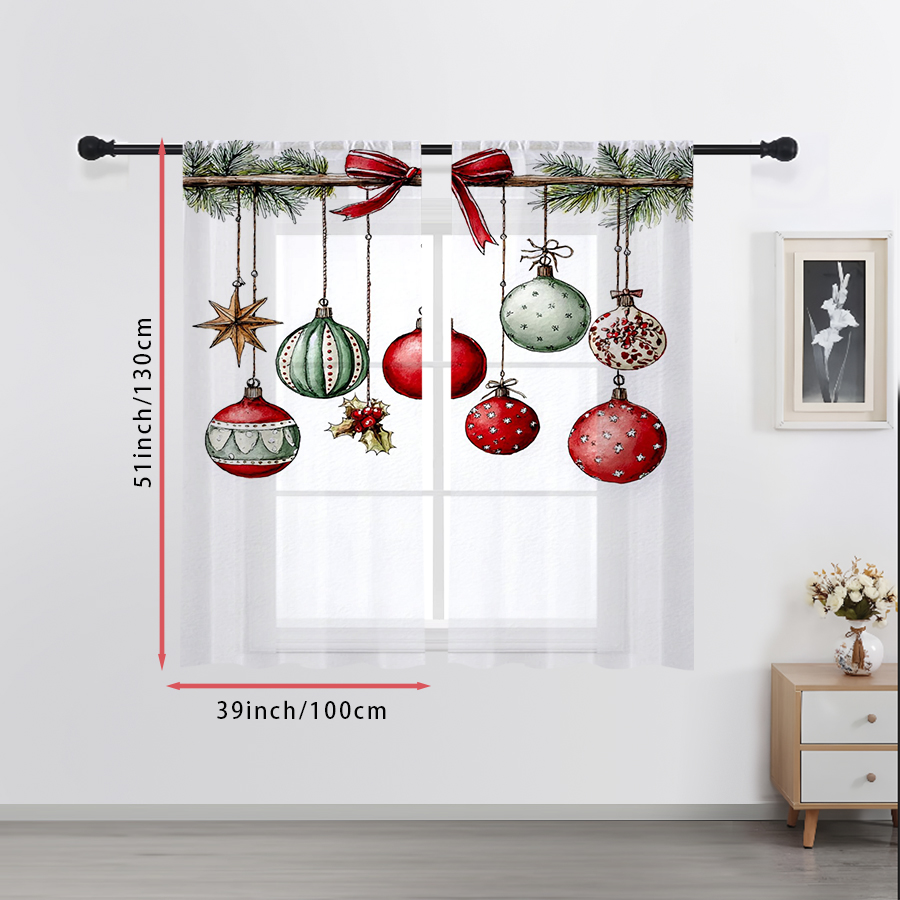 2PCS Christmas Winter Sheer Cu - Curtain Rods recension och pris