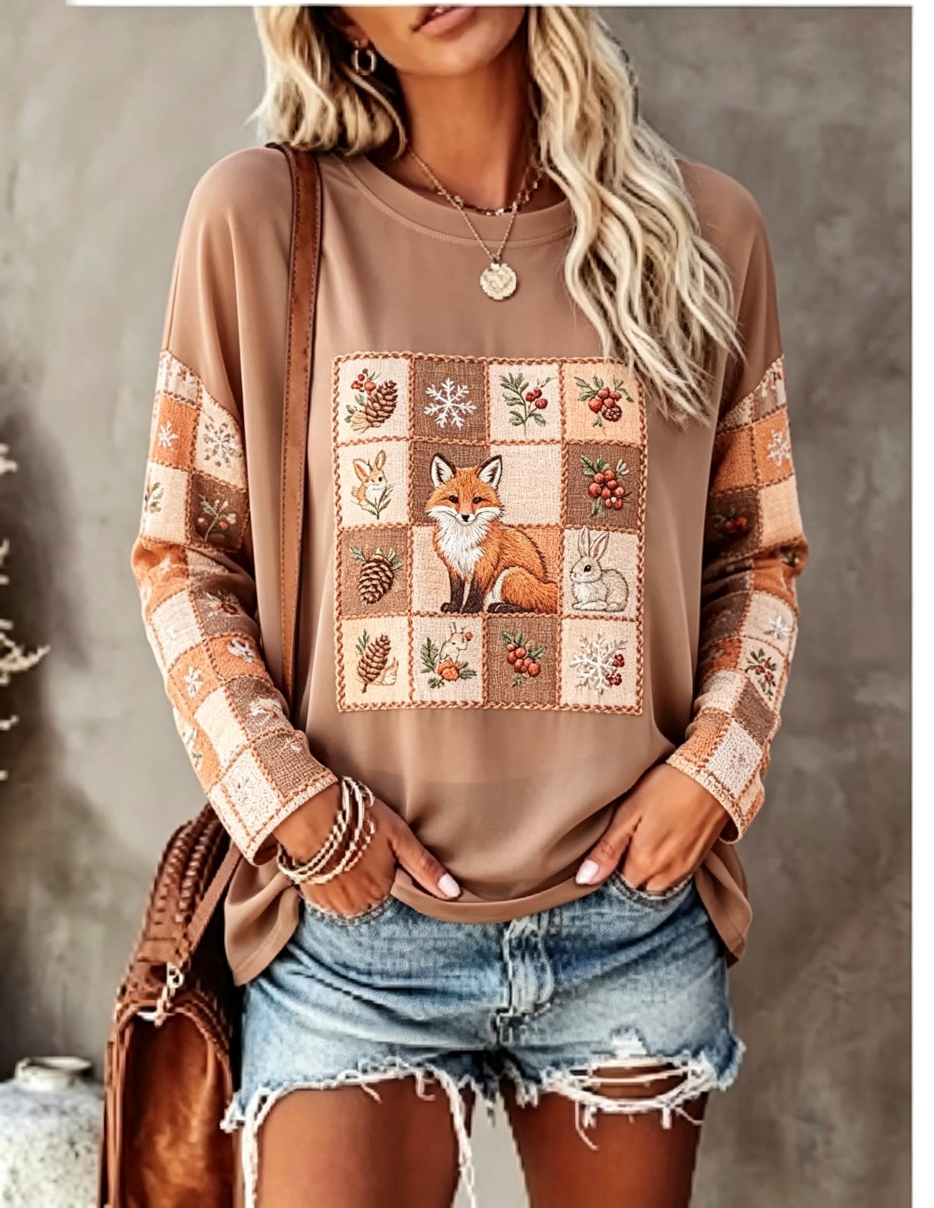 Women Long Sleeve T Shirt Fox  - Wallpaper recension och pris