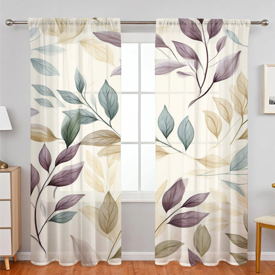 2PCS Sheer Curtains, Purple Bl - Curtain Rods recension och pris