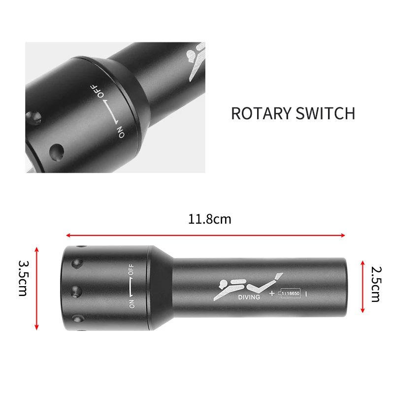 New T6 LED Diving Torch Long-R - Light Switch recension och pris
