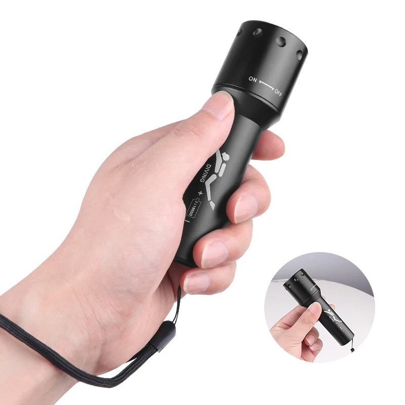 New T6 LED Diving Torch Long-R - Light Switch recension och pris
